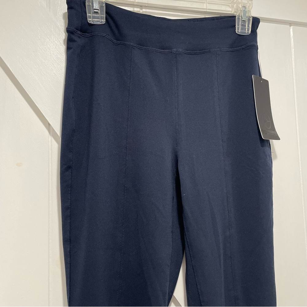 90 Degree By Reflex Yoga Pants M Dark Navy Slit Front Stretch High Waist NWT NEW - Picture 6 of 9